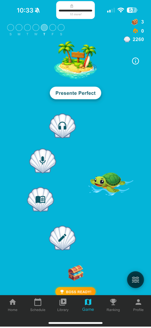 Ocean English game screen dark mode